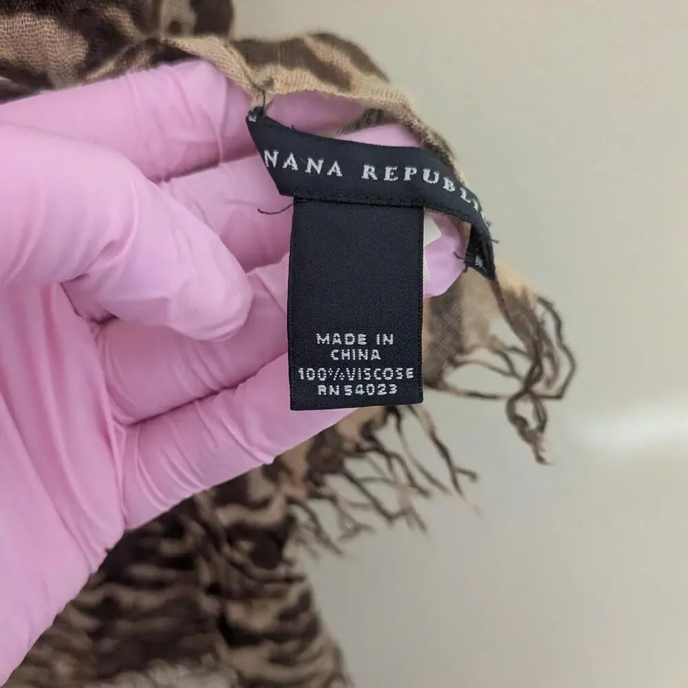 Banana Republic Brown And Beige Zebra Print Pashmina/Scraf With Fringe
